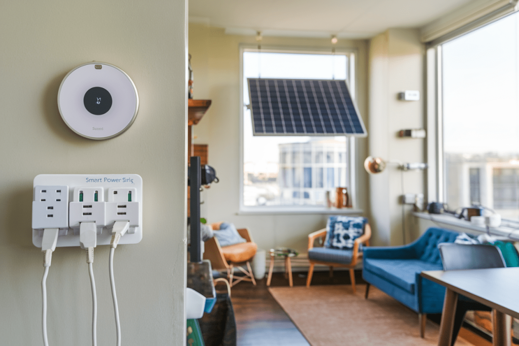 solar panels in a small apartment showing how one can be energy efficient in an aparment