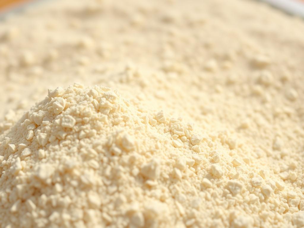 A close-up view of diatomaceous earth granules under natural lighting, showcasing the intricate, honeycomb-like structure of the fossilized diatom shells. The foreground features a sharp focus on the gritty, off-white powder, with its delicate, sharp-edged particles visible in high detail. The middle ground presents a softly blurred, expansive field of the diatomaceous material, while the background subtly fades into a warm, earthy tone, emphasizing the organic nature of this natural pest control substance. The overall composition conveys a sense of the microscopic complexity and effectiveness of diatomaceous earth in disrupting the exoskeletons of insects and other pests.